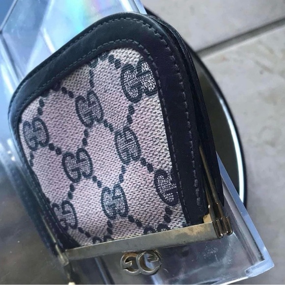 Rare Vintage Gucci Guccissima Pink & Black Leather Monogram Coin Pouch - Picture 6 of 13